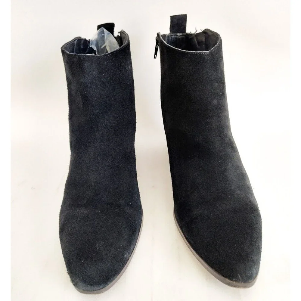 Sole Society Suede Black Ankle Boots Bootie Side Zip Size 9.5‎ Womens Preppy
